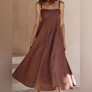 DISSH Ross Chocolate Linen Midi Dress